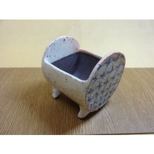 画像1: 車紋つづみ鉢/3.5号/粉引