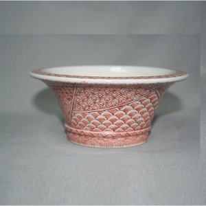 画像4: 九谷焼(瑛生)赤絵小紋4号丸鉢